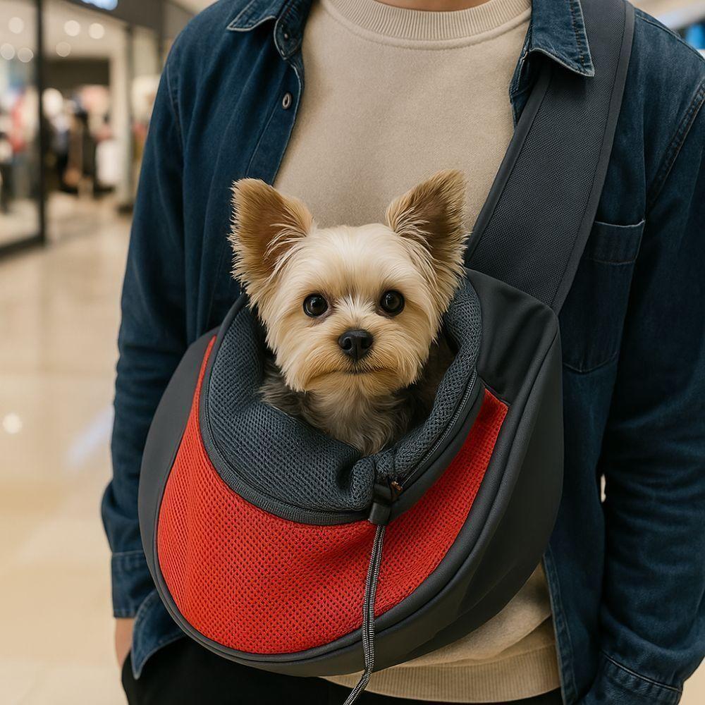 Bolsa Transporte Cachorro Gato Mala De Ombro Passeio Canguru Pet Com Bolsos Viagem Ombro Porta Celular Tiracolo Transver - 3