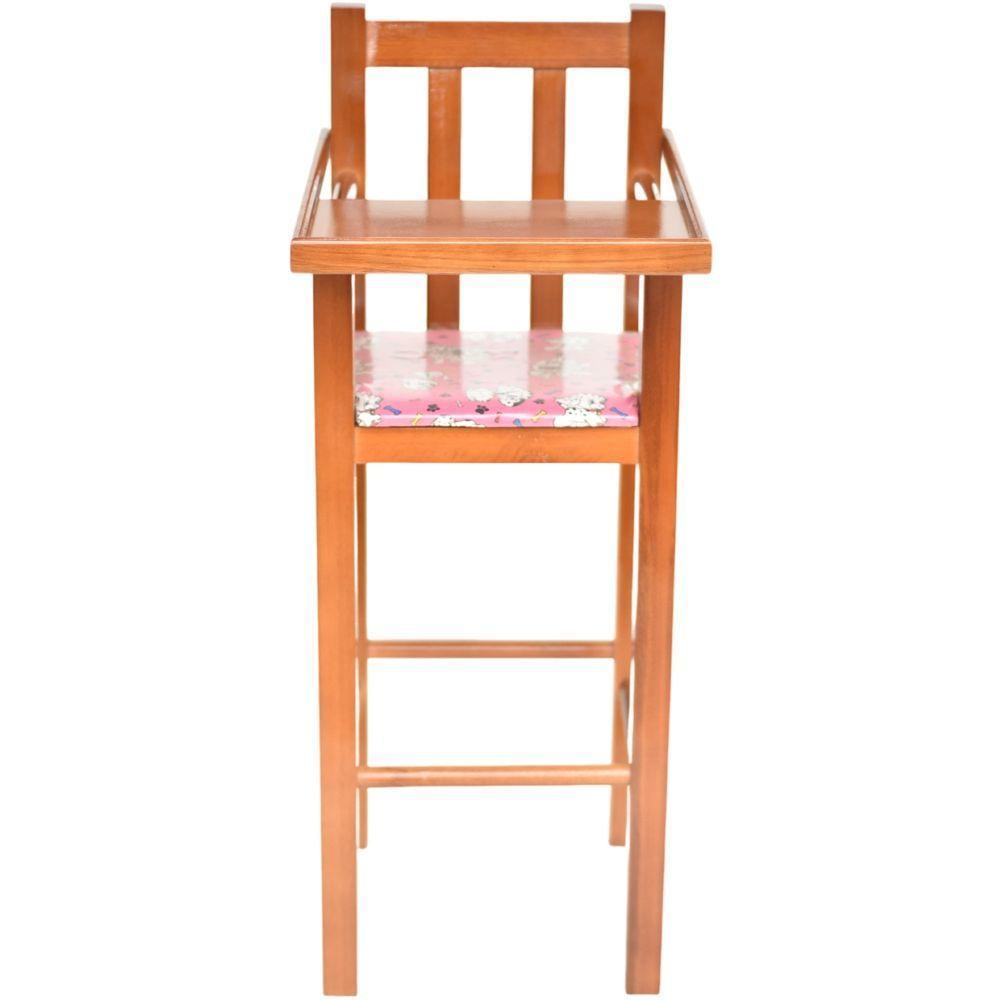 Cadeira De Alimentação Refeiçaõ Infantil Em Madeira Maciça Assento Rosa - 3