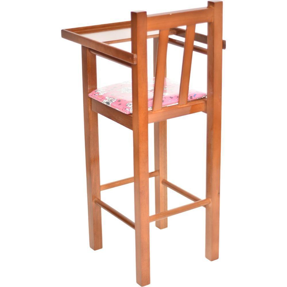 Cadeira De Alimentação Refeiçaõ Infantil Em Madeira Maciça Assento Rosa - 5