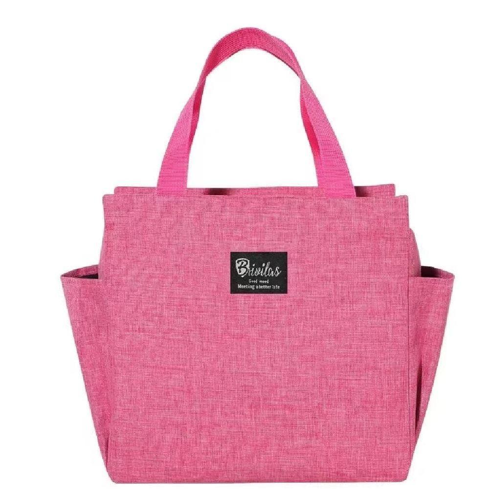 Bolsa Termica Grande Academia Parque Piquinique Marmita Frutas Alca 2 Bolsos Multiuso Luxo Rosa - 7