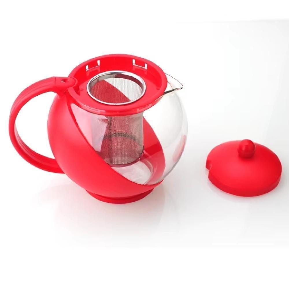 Bule Cha Cafe Com Infusor Chaleira De Vidro 1250ml Cafeteira Inox Jarra Suco Filtro Coador Grande - 5