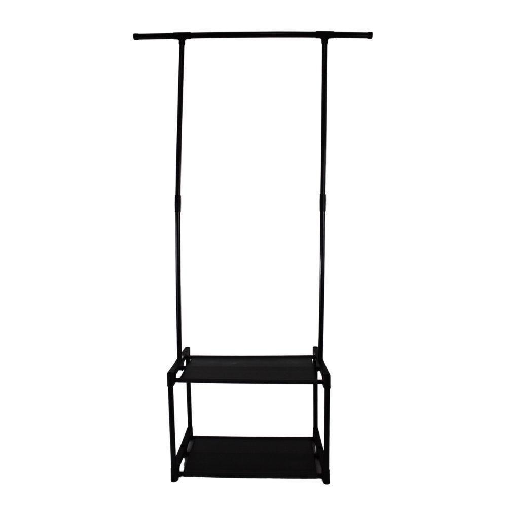 Cabideiro Arara De Roupa 2 Prateleiras Sapateira Organizador Varal Guarda Roupa Loja Quarto Luxo - 2