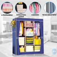 Guarda Roupa Portatil Grande Armario Sapateira Cabideiro Arara Praia Camping Viagem Prateleiras Organizador 175cm - 2