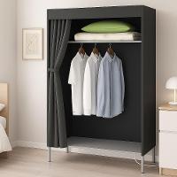 Guarda Roupa Portatil Arara Cabideiro Armario Organizador Prateleiras Compacto Quarto Closet Camping Cinza - 2