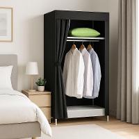 Guarda Roupa Portatil Armario Arara Cabideiro Prateleira Organizador Praia Camping Desmontavel Compacto Preto