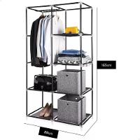 Guarda Roupa Duplo Portatil Cabideiro Arara Roupas 5 Prateleiras Armario Dobravel Organizador Preto - 6
