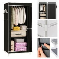 Guarda Roupa Dobravel Portatil Com Cabideiro Prateleira Multiuso Organizador Infantil Adulto Praia Brinquedos Preto - 3