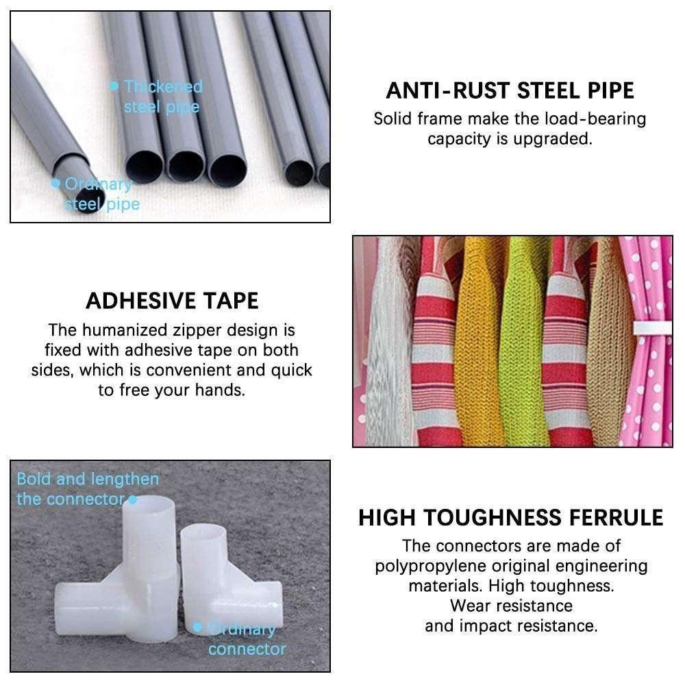 Guarda Roupa Adulto Portatil Arara Roupeiro Infantil Organizador Cabideiro Armario Prateleiras Rosa - 6