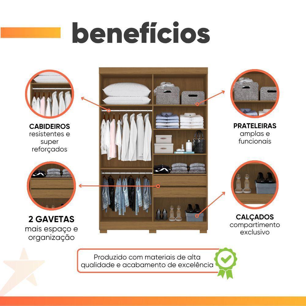 Guarda Roupas Solteiro Detalhe Ripado 3d Com 4 Portas 2 Gavetas Creta Madeirado/grafite - 4