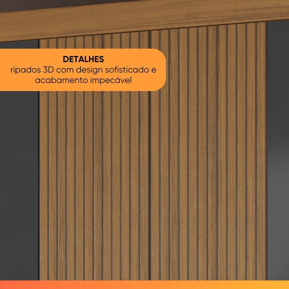 Guarda Roupas Solteiro Detalhe Ripado 3d Com 4 Portas 2 Gavetas Creta Madeirado/grafite - 5