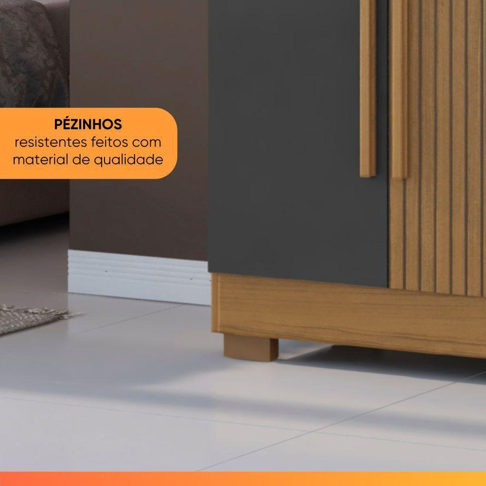 Guarda Roupas Solteiro Detalhe Ripado 3d Com 4 Portas 2 Gavetas Creta Madeirado/grafite - 7