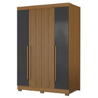 Guarda Roupas Solteiro Detalhe Ripado 3d Com 4 Portas 2 Gavetas Creta Madeirado/grafite - 1