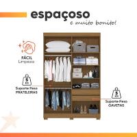 Guarda Roupas Solteiro Detalhe Ripado 3d Com 4 Portas 2 Gavetas Creta Madeirado/grafite - 8