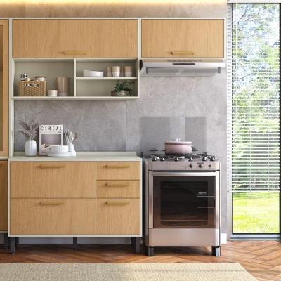 Cozinha Compacta C/ Tampo 4 Gavetas Bossa Nova Bertolini - Nogal Dourado/branco Nogal Dourado/branco