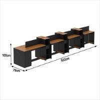 Estação De Trabalho 8 Lugares Tech Office 8 Mesas 6 Armários - Preto E Cedro Preto E Cedro - 2