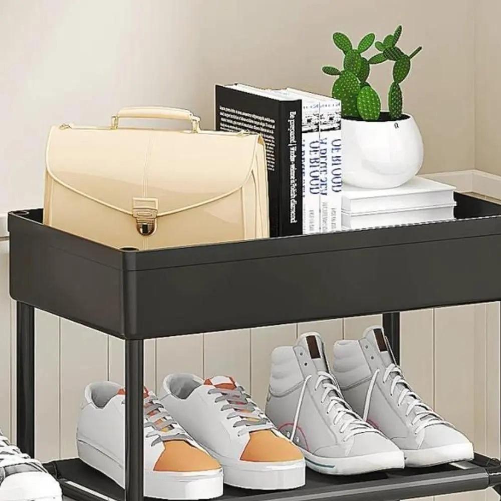 Estante Multiuso Sapateira 8 Prateleiras Cesto Vazado Organizador Quarto Closet Lavanderia Preto - 4