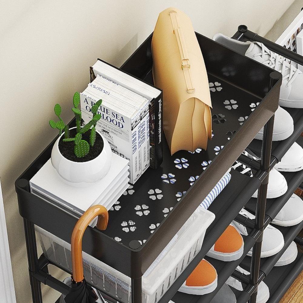 Estante Multiuso Sapateira 8 Prateleiras Cesto Vazado Organizador Quarto Closet Lavanderia Preto - 6