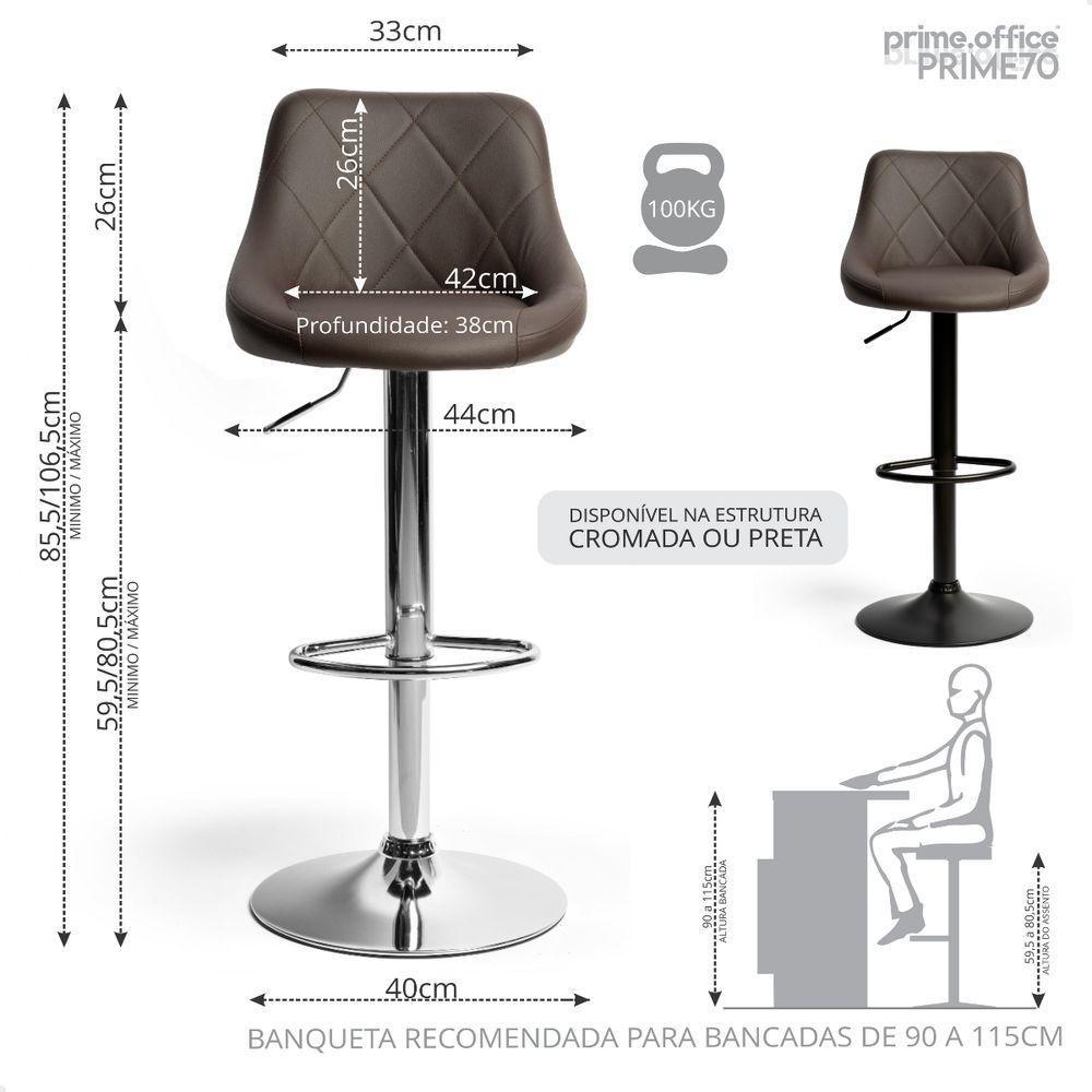 Kit 04 Banqueta Alta Giratória Milano Cozinha Americana Bar Marrom Café - 3