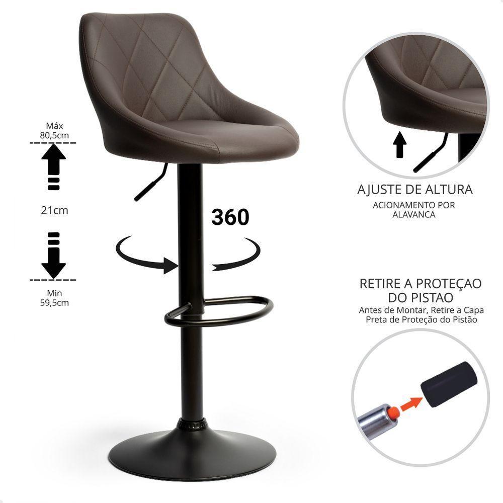 Kit 04 Banqueta Alta Giratória Milano Cozinha Americana Bar Marrom Café - 4