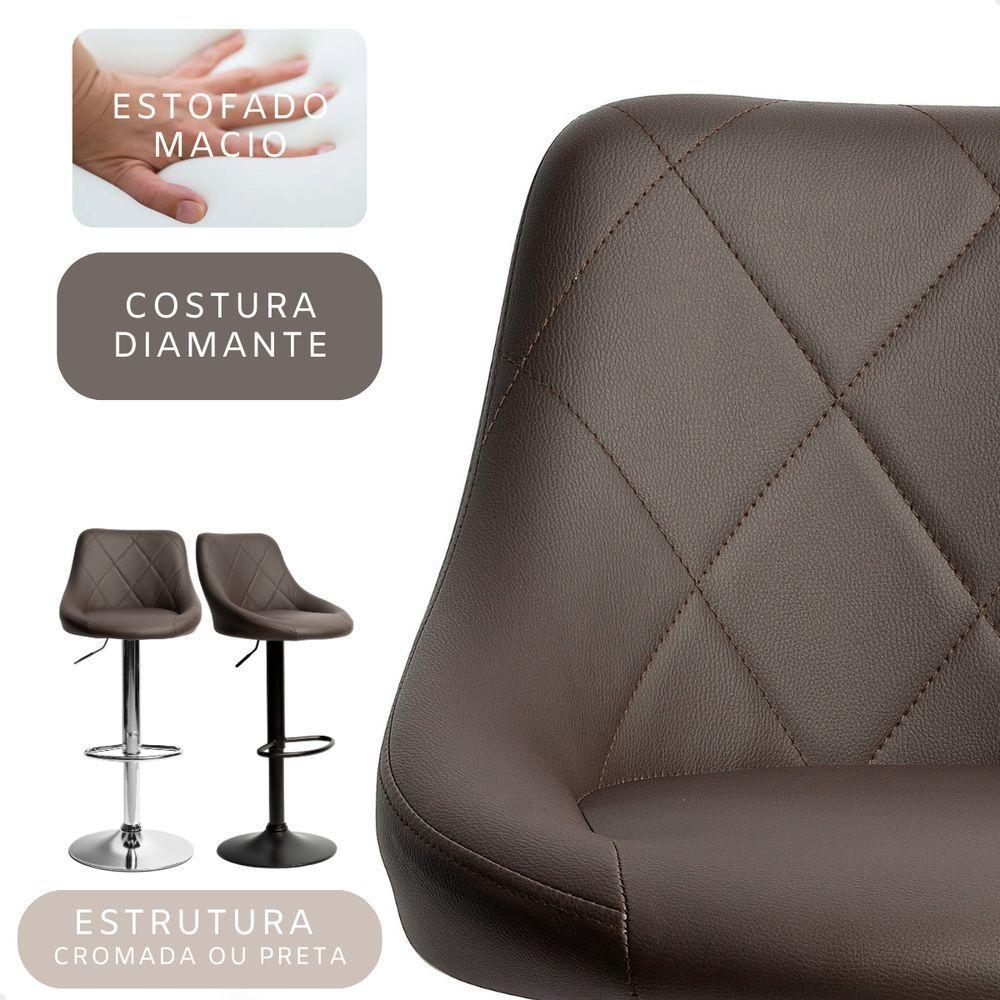 Kit 04 Banqueta Alta Giratória Milano Cozinha Americana Bar Marrom Café - 5
