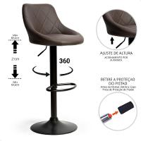 Kit 04 Banqueta Alta Giratória Milano Cozinha Americana Bar Marrom Café