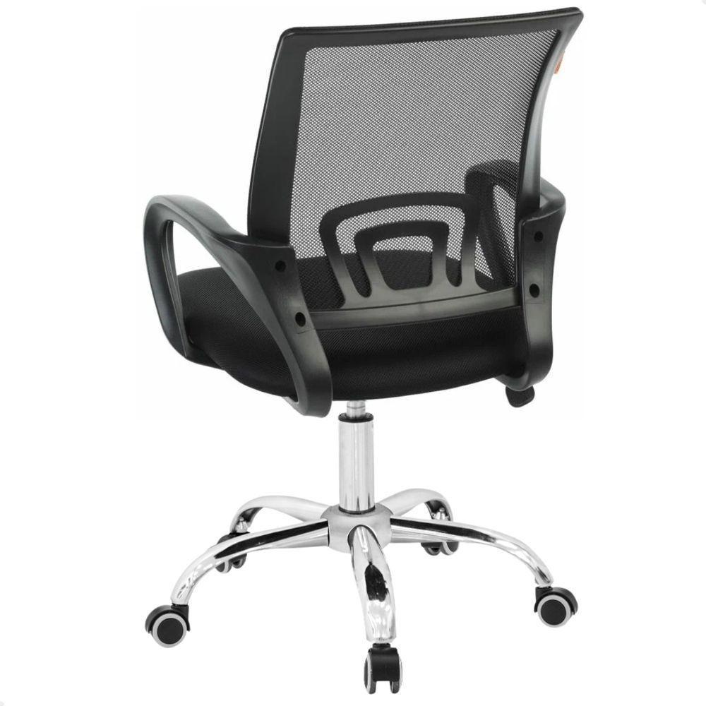 Kit 03 Cadeiras Escritório Giratória Preta Regulagem Altura - 3