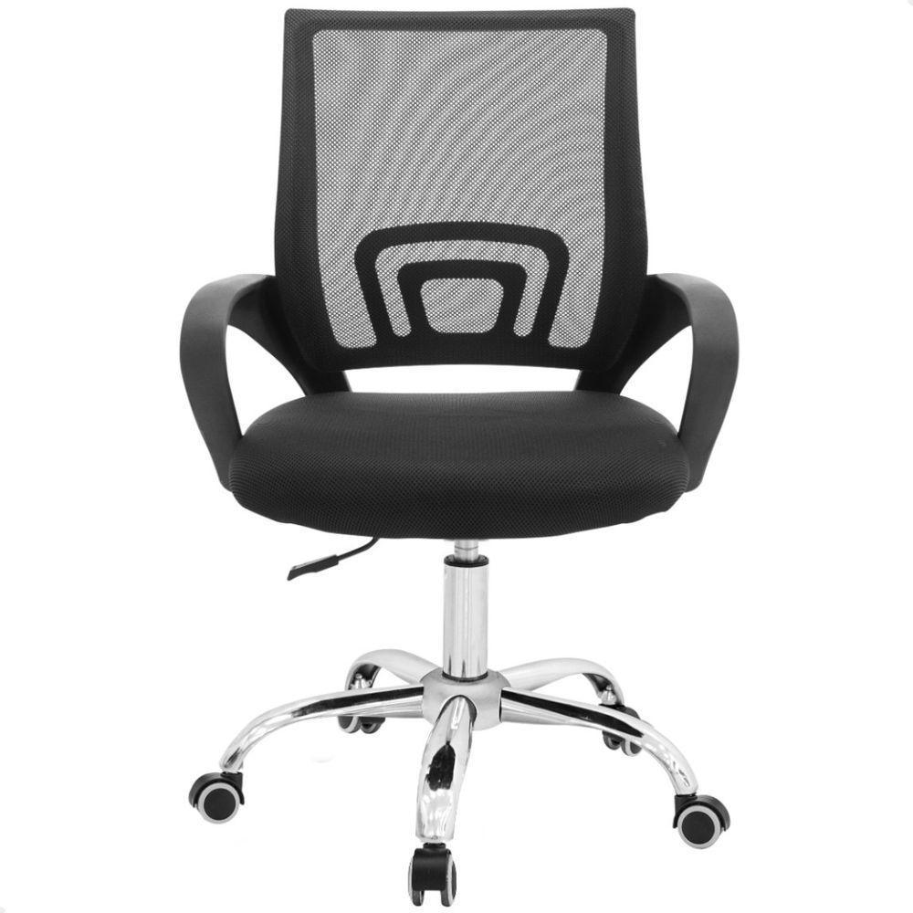 Kit 03 Cadeiras Escritório Giratória Preta Regulagem Altura - 4