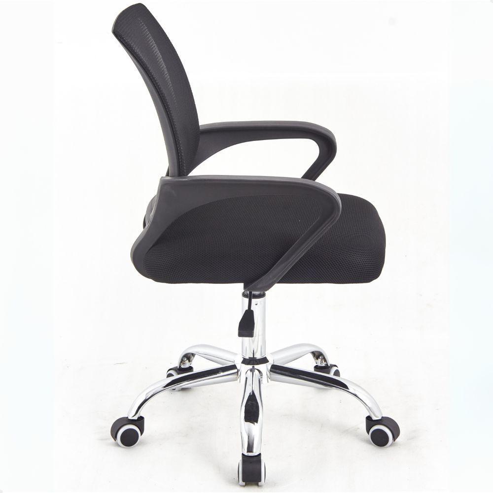 Kit 03 Cadeiras Escritório Giratória Preta Regulagem Altura - 9