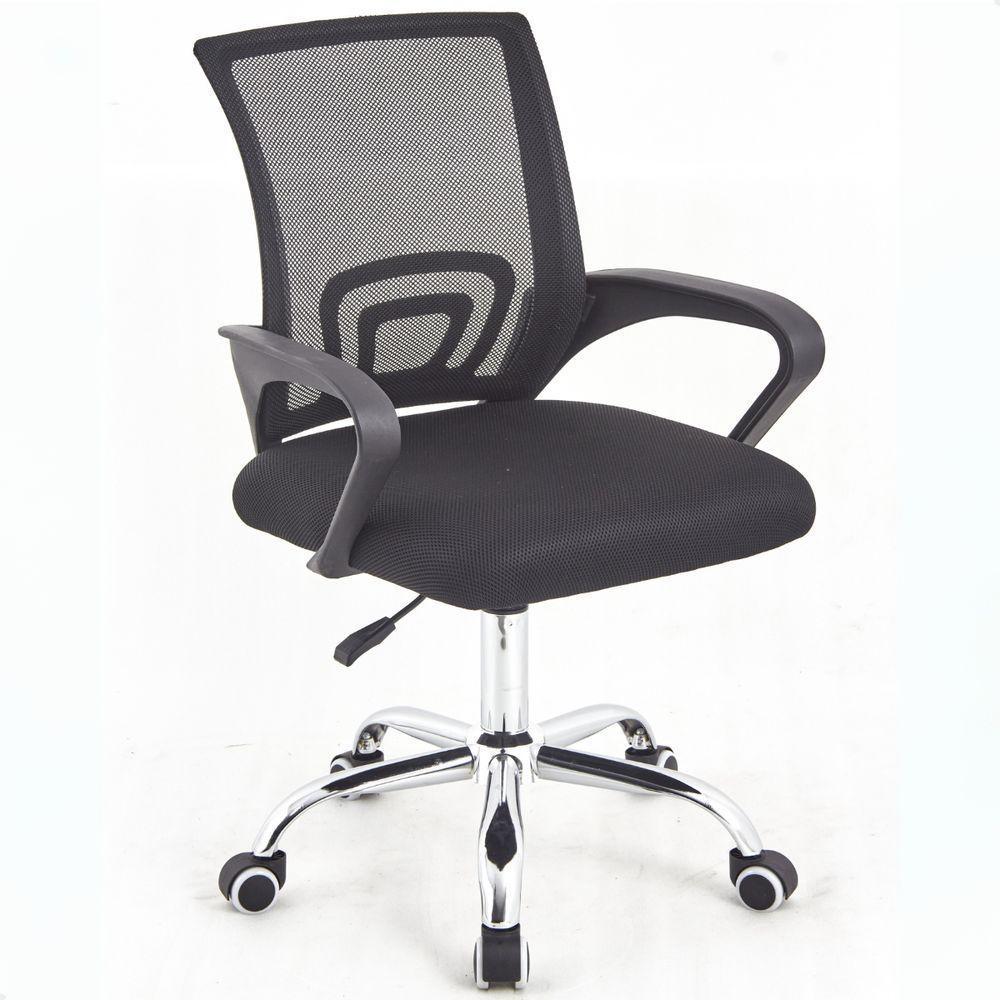 Kit 03 Cadeiras Escritório Giratória Preta Regulagem Altura - 10