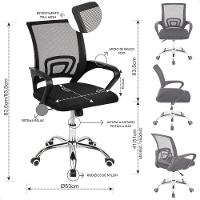 Kit 03 Cadeiras Escritório Giratória Preta Regulagem Altura - 5