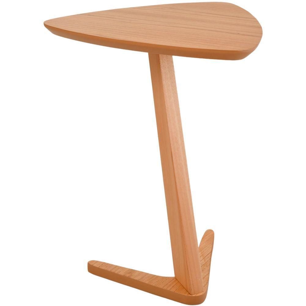 Conjunto Mesa Lateral De Apoio Flat Moderna Alta/baixa Madeira Maciça Amêndoa - 10