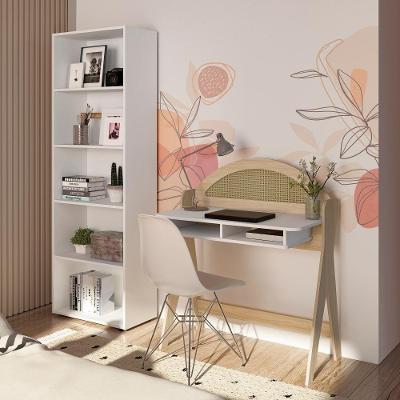 Conjunto Escritório Escrivaninha Ceci E Estante Multy Artely Naturale/branco Naturale/branco