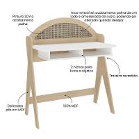 Conjunto Escritório Escrivaninha Ceci E Estante Multy Artely Naturale/branco Naturale/branco - 2