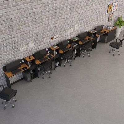 Conjunto De Escritório Tech 4 Livreiro 1 Buffet E 5 Mesas 90 - Preto E Cedro Preto E Cedro