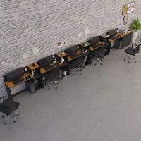 Conjunto De Escritório Tech 4 Livreiro 1 Buffet E 5 Mesas 90 - Preto E Cedro Preto E Cedro - 1