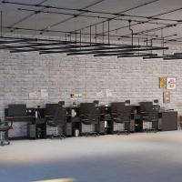 Conjunto De Escritório Tech 4 Livreiro 1 Buffet E 5 Mesas 90 - Preto E Cedro Preto E Cedro - 2