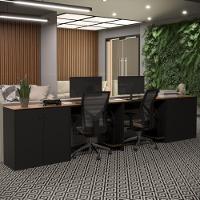 Conjunto De Escritório 4 Peças Tech Office 2 Mesas E 2 Apara - Preto E Cedro Preto E Cedro - 1