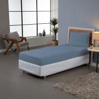 Jogo De Lençol Usual Solteiro 2 Peças Percal 180 Fios - Azul Escuro - 80% Poliéster- 20% Algodão - 2