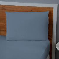 Jogo De Lençol Usual Solteiro 2 Peças Percal 180 Fios - Azul Escuro - 80% Poliéster- 20% Algodão - 3