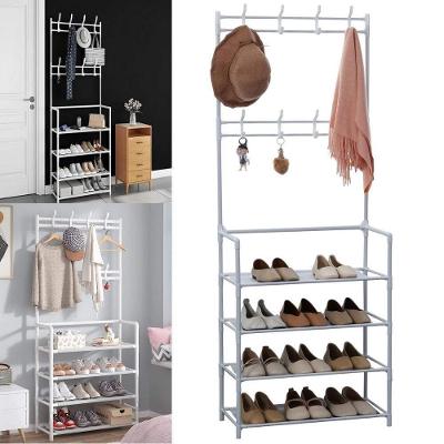 Sapateira Cabideiro Arara Multifuncional Branca Roupas Sapato Bolsa Rack Organizador Porta Sapatos 12 Pares 4 Prateleira