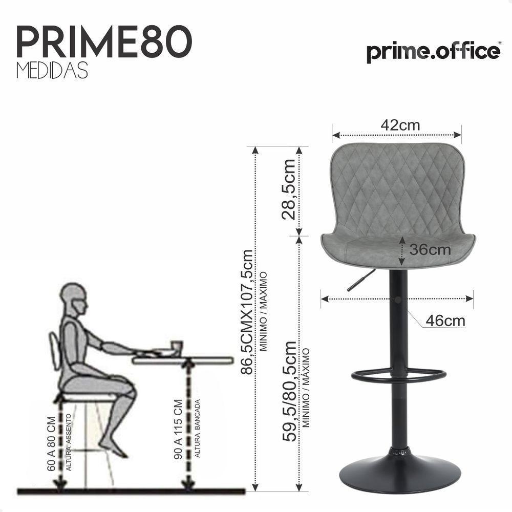 Banqueta Para Cozinha Americana Alta Bar Balcão P080 Kit 02 Unidades Cinza - 4