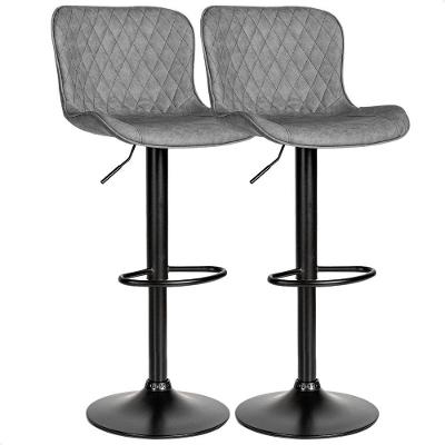 Banqueta Para Cozinha Americana Alta Bar Balcão P080 Kit 02 Unidades Cinza