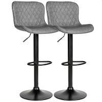 Banqueta Para Cozinha Americana Alta Bar Balcão P080 Kit 02 Unidades Cinza - 1