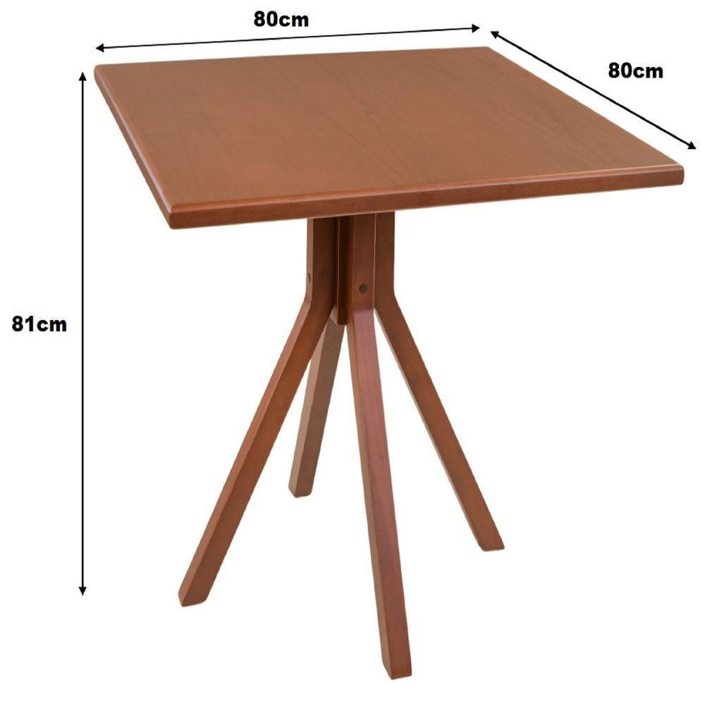 Mesa Gourmet Quadrada Pequena Restaurante Em Madeira Maciça Com Tampo Lâminado 80x80 Castanho - 3