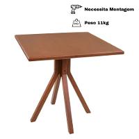 Mesa Gourmet Quadrada Pequena Restaurante Em Madeira Maciça Com Tampo Lâminado 80x80 Castanho - 2