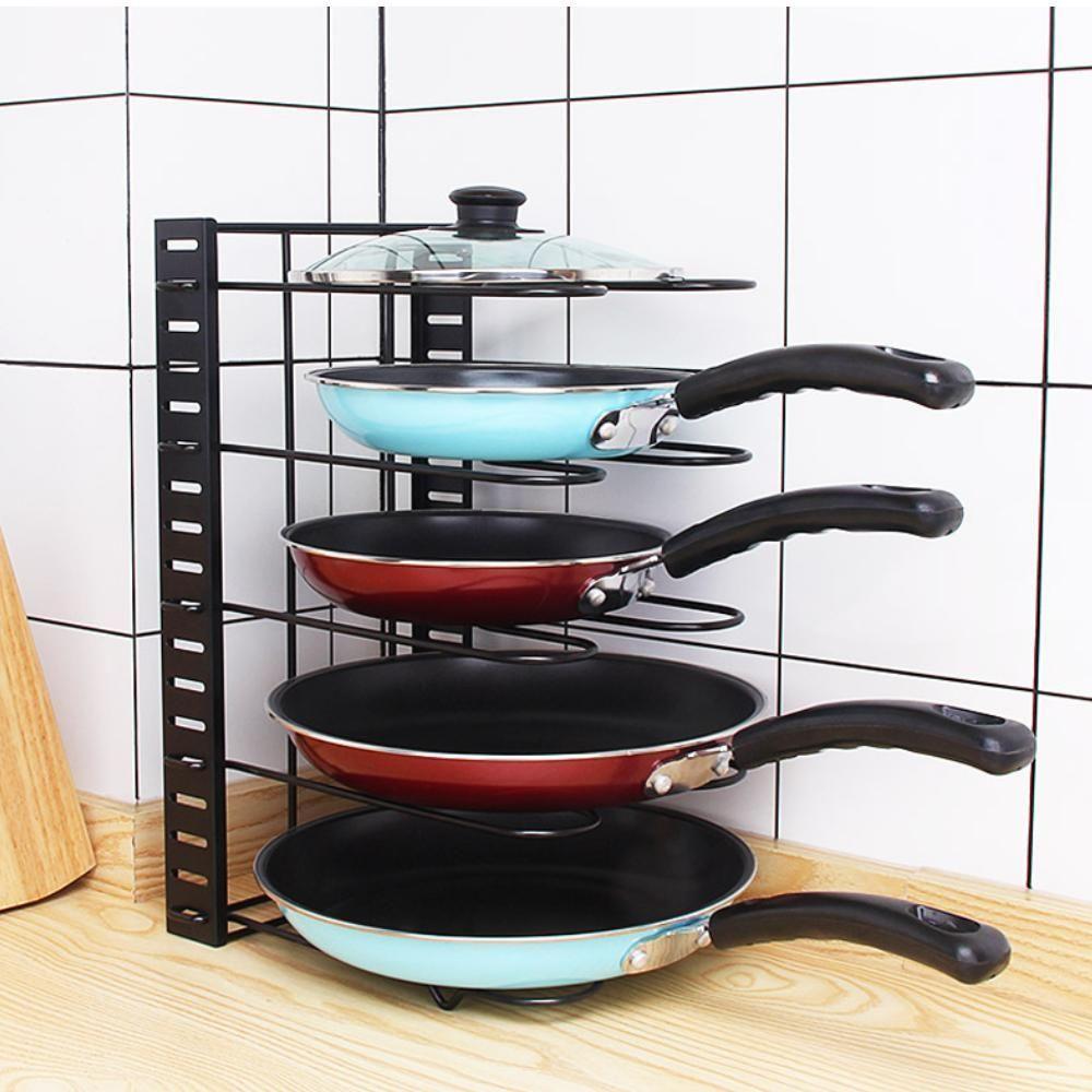 Organizador Panelas Frigideiras Rack Inox Ajustavel Armarios Bancadas Suporte Multiuso Grande 8 Divisorias Paneleiro Coz - 2