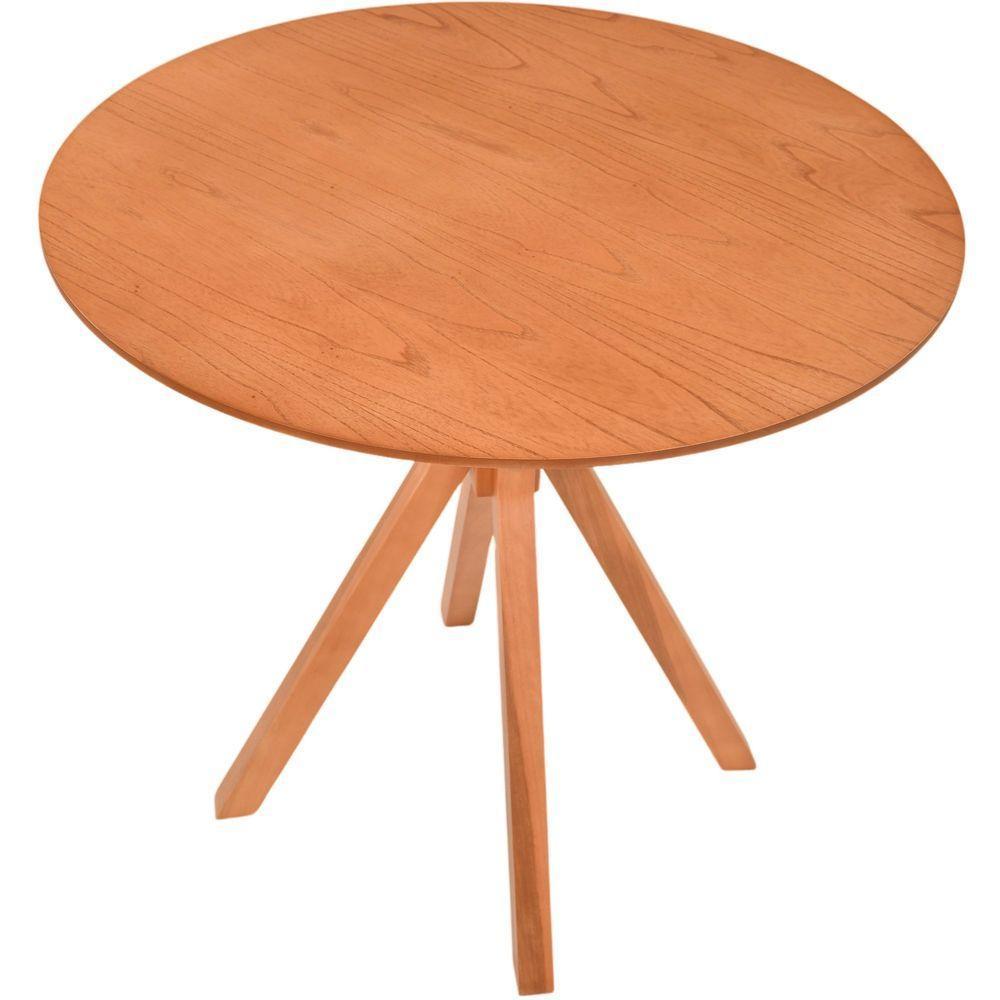 Mesa Gourmet Redonda Pequena Em Madeira Maciça Com Tampo Lâminado 90cm Amêndoa - 1