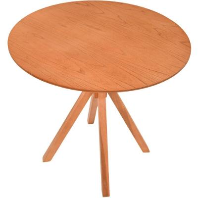 Mesa Gourmet Redonda Pequena Em Madeira Maciça Com Tampo Lâminado 90cm Amêndoa