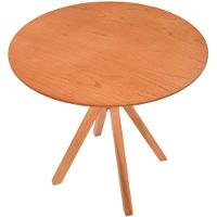 Mesa Gourmet Redonda Pequena Em Madeira Maciça Com Tampo Lâminado 90cm Amêndoa