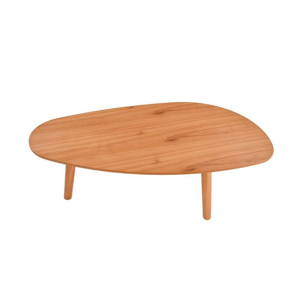 Mesa De Centro Imperial Organica Com Tripé - Pe Palito - 92cm Amêndoa - 1